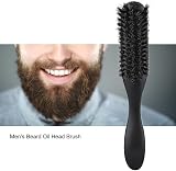 yuytee Beard Brush Natural Bristle Long Handle Wood Mustache Comb for Men Black view 3