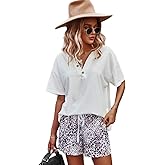 CORSKI Women's Short Sleeve Sweatsuit Sets Lounge 2 Piece V Neck Tracksuit Casual Loose Fit Outfits