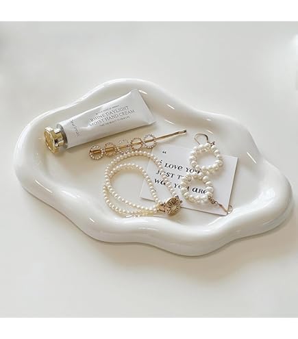 Plateau à Bijoux En Céramique En Forme De Nuage, Organisateur De Boucles D'oreilles/colliers, Porte-bagues, Porte-clés, Plateau Décoratif Pour La Fête Des Mères, Noël, Cadeau D'anniversaire Pour Amis