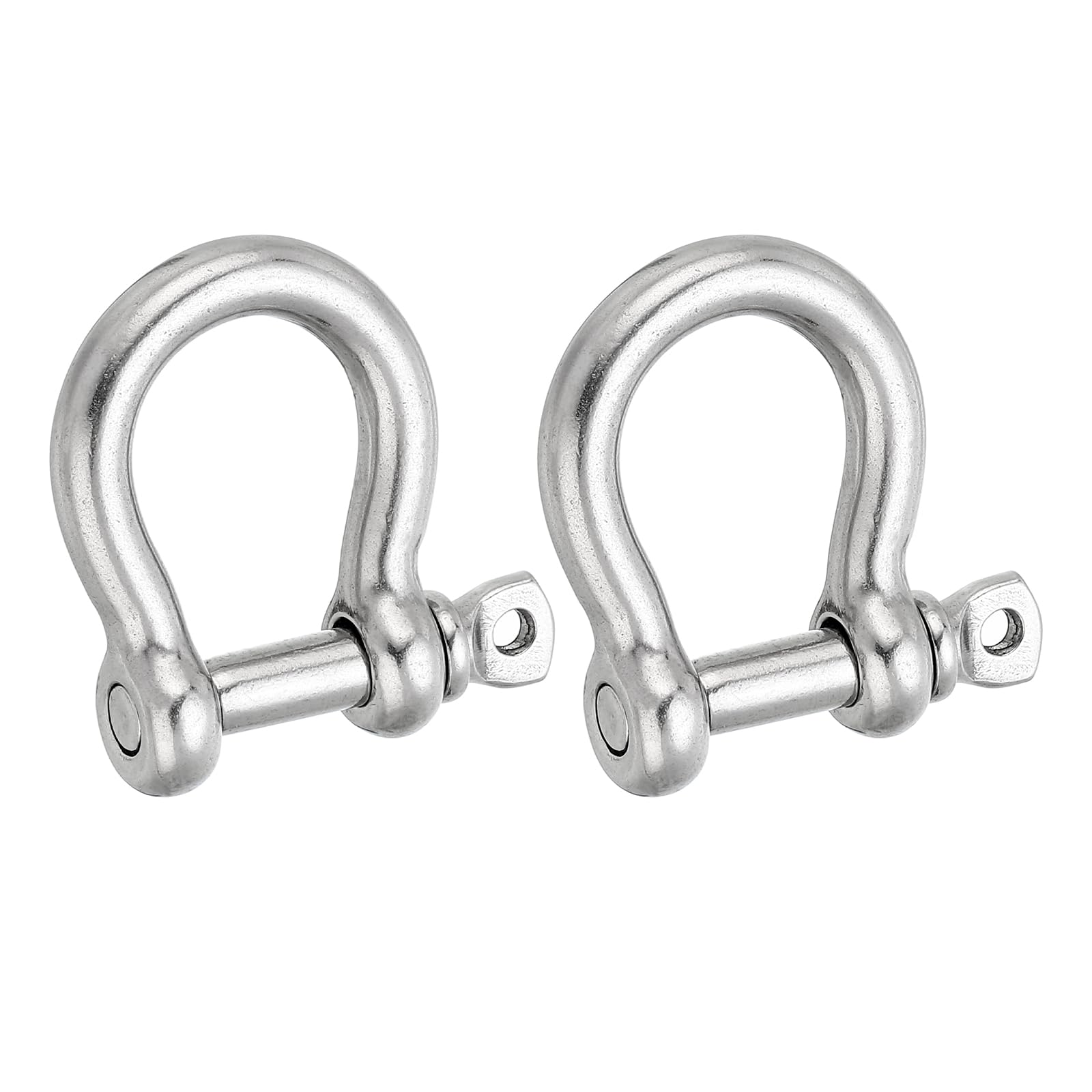PATIKIL Screw Pin Shackle 8mm 5/16" 705lb, 2 Pack 316 Stainless Steel Forged Bow Shackle Marine Grade for Chains Wire Rope Outdoor, Silver