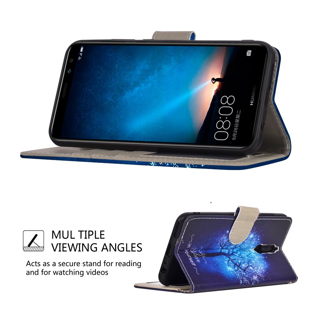 Huawei Mate 10 Lite Case, MagicSky Huawei Mate 10 Lite Wallet Case Folio Flip Premium PU Leather Case Cover with Card Holder Slot Pockets,Wrist Strap,Magnetic Closure for Huawei Mate 10 Lite, Believe in yourself
