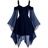 Cdiecer Renaissance Faire Costume Women Sexy Off Shoulder Dress Halloween Gothic Dresses Witch Cosplay Dress