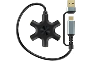 SHYYOULQE Type C/USB Splitter Cable USB a/to 5x3.5mm Adapter Cord Conversion Line Headphone Splitter