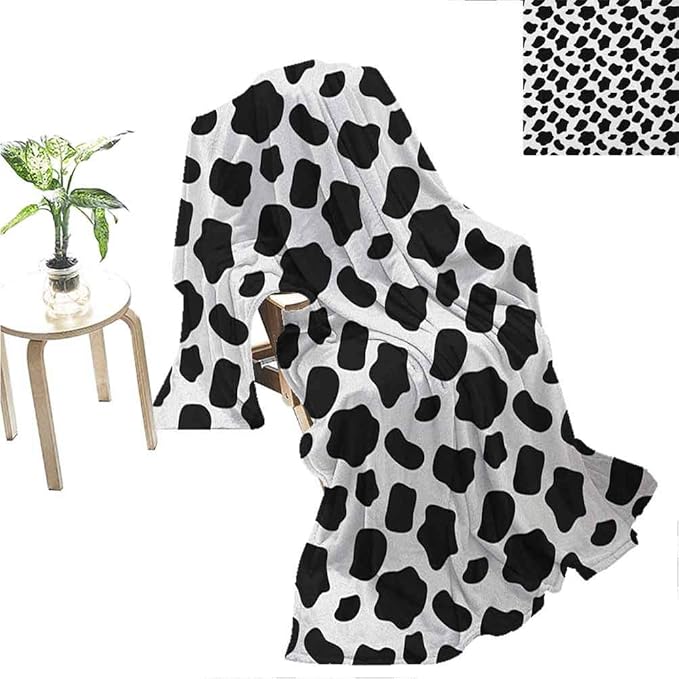 Mademai Cow Print Fleece Throw Blanket Cattle Skin Pattern with