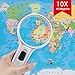 Globalstore 10X Lighted Magnifying Glass 3Inch Double Lens Loupe, Handheld Pocket 3 LED Reading Magnifier Portable
