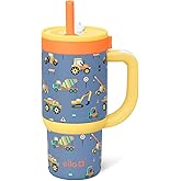 Ello Oasis 14oz Stainless Steel Toddler Tumbler with Handle & Retracting Straw, 100% Leakproof, Double-Wall Vacuum Insulated, Kids Water Bottle for School, BPA Free, Dishwasher Safe, Construction
