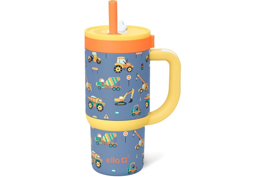 Ello Oasis 14oz Stainless Steel Toddler Tumbler with Handle & Retracting Straw, 100% Leakproof, Double-Wall Vacuum Insulated, Book
