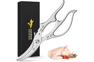 MAD SHARK Poultry Shears, Kitchen Scissors for Food, Heavy Duty Kitchen Shears for Spatchcocking Chicken and Turkey, with Spring-loaded Handles, Thick Blades and Safety Lock, 10.3 Inch (Silver)