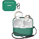 for Anker Soundcore AeroClip Case Cover,NOUKAJU Earphone Protective Cover(with Carabiner + Lanyard) Drop-Proof,Scratch-Proof,Shock-Proof,Case for Soundcore AeroClip(Green)