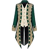 OFOKEDA Men's Medieval Steampunk Jacket Victorian Literature Retro Gothic Tuxedo Halloween Costume