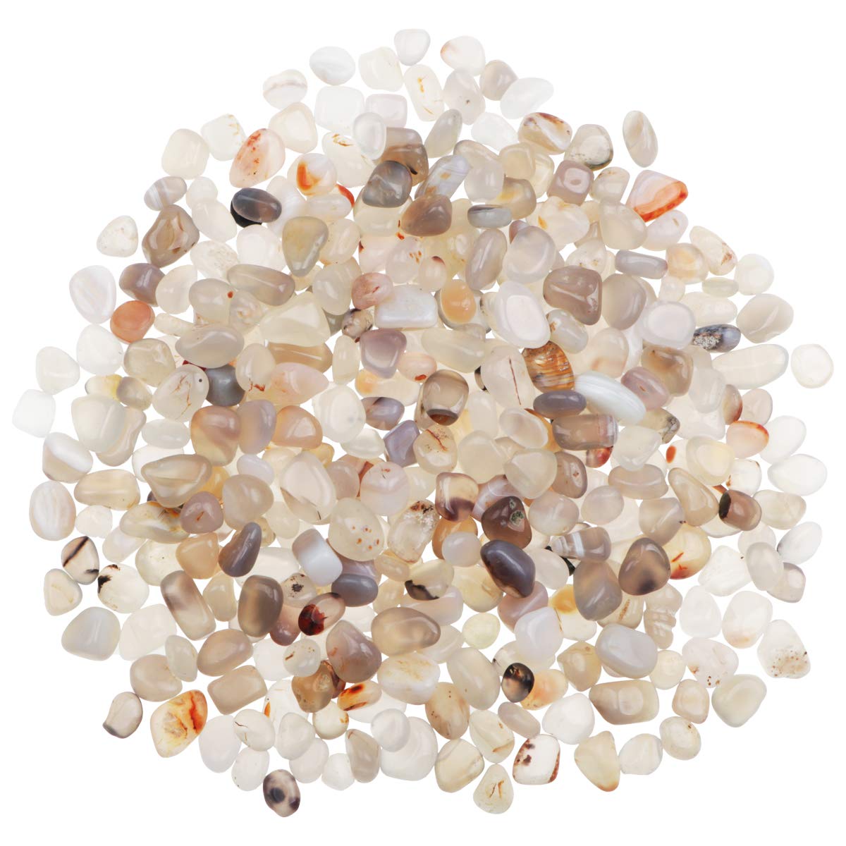 YiYa White Agate Stone Tumbled Stones Gemstone Natural Crystal Quartz for Home Decoration Vase Filler Swimming Pool Bottom Potted Bottom Decoration (About 0.68 lb(310g)/Bag)