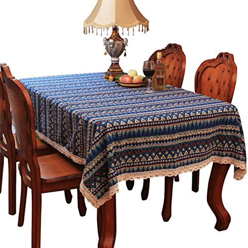 GXX Eastern Mediterranean table tablecloth fabric/Cotton fresh Nordic small table cloth/European garden tablecloth-A 140x220cm(55x87inch)