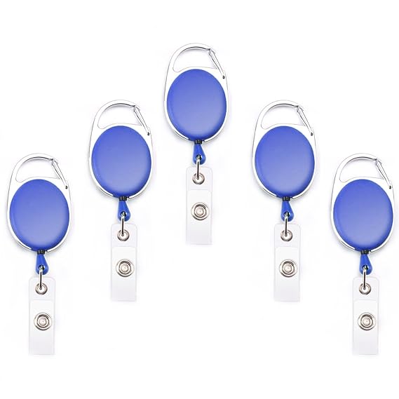Fischen 5PCS einziehbarer Abzeichen Halter Karabiner Bandspule Klipp auf Identifikation Karten Haltern