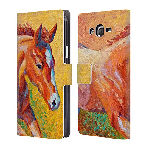 Official Marion Rose Sorrel Filly Horse Leather Book Wallet Case Cover For Samsung Galaxy J7