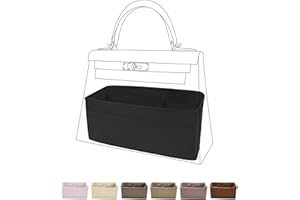 DGAZ Luxury Silk Bag Organizer, Rectangular Insert for Kelly Mini I/II, 20/25/28/32/35/40 Bags (Black)