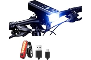 Hn2ogax USB Rechargeable Bike Lights, Powerful LED Bicycle Lights, Super Bright 2000 Lumens Front and Rear Bike Light, IPX6 W