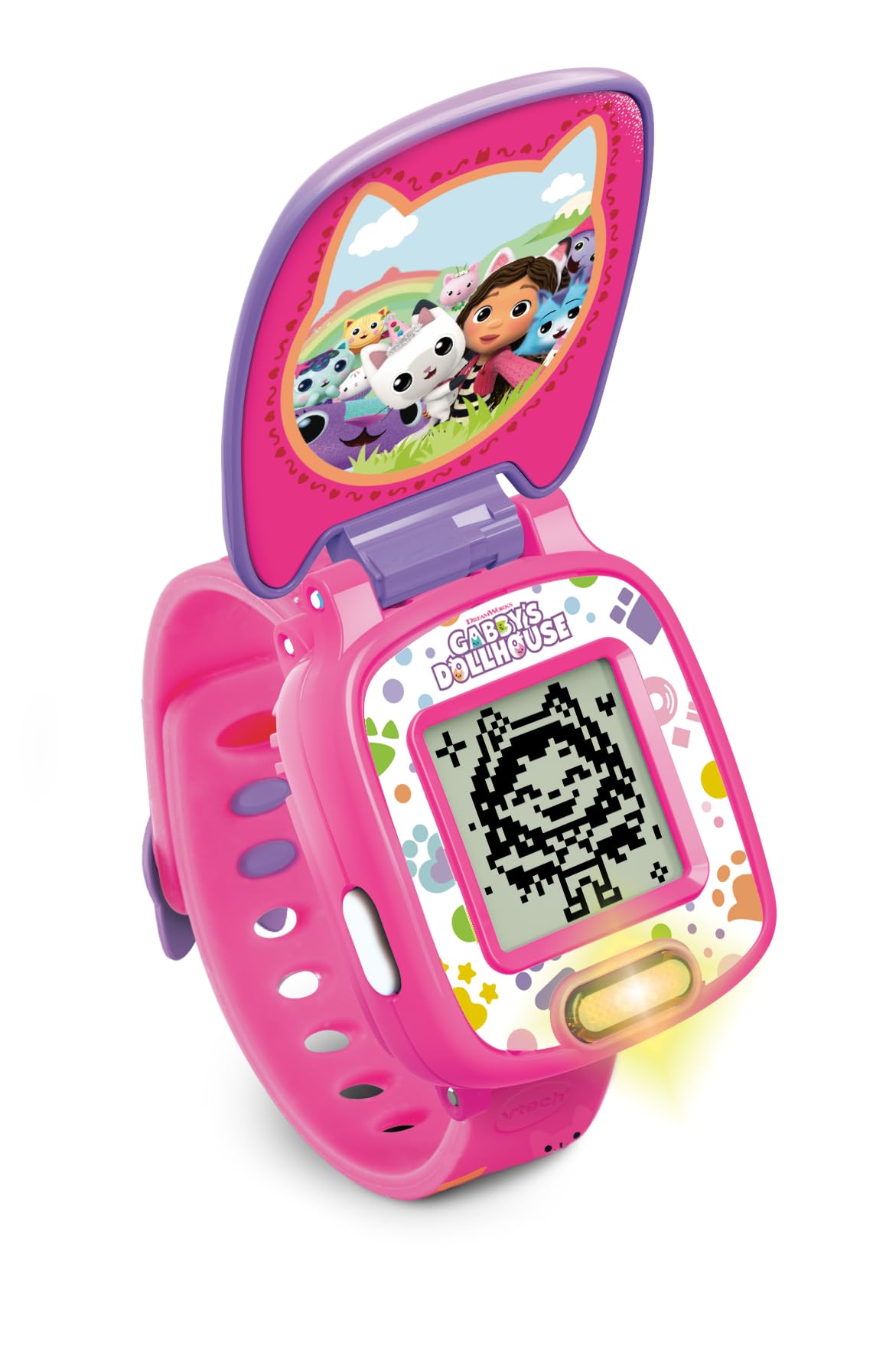 VTech Gabby's Dollhouse Time to Get Tiny Watch, Official Gabby's Dollhouse Watch with Stopwatch, Timer and Alarm Clock, Interactive Toy, Gift for Kids 3, 4, 5Plus Years, English Version