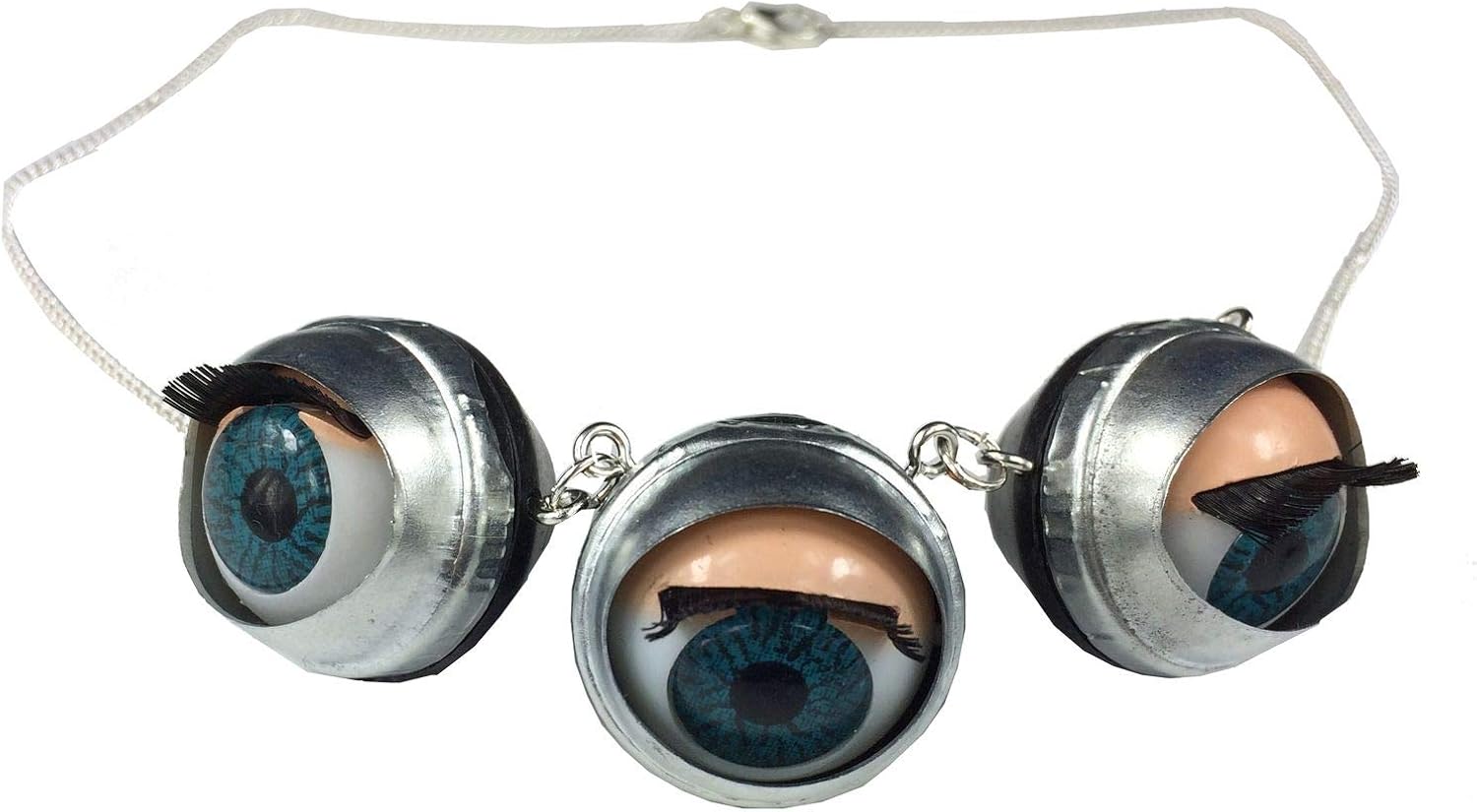 Miniblings 3 Eyes Necklace 45cm Eye Puppet Moving Creepy Doll Eyes Halloween Doctor
