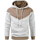 Niceif Men's Midweight Fleece Pullover Hoodies Casual Color Block Hooded Sweatshirt with Pockets