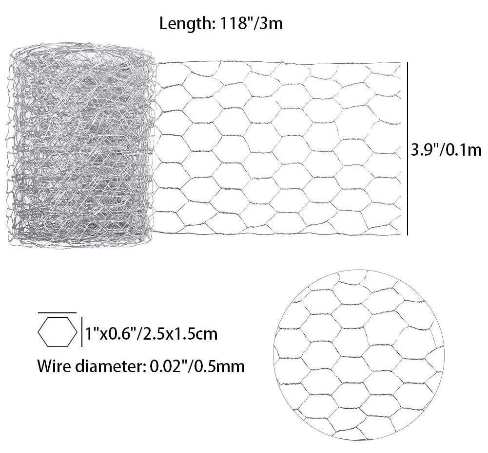 Chicken Wire Netting Mesh 3m x 0.1m, Chicken Wire Lightweight