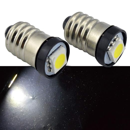 Ampoules LED E10 6V 2W - Remplacement Pour Lampe Torche (Blanc, Lot De 2)