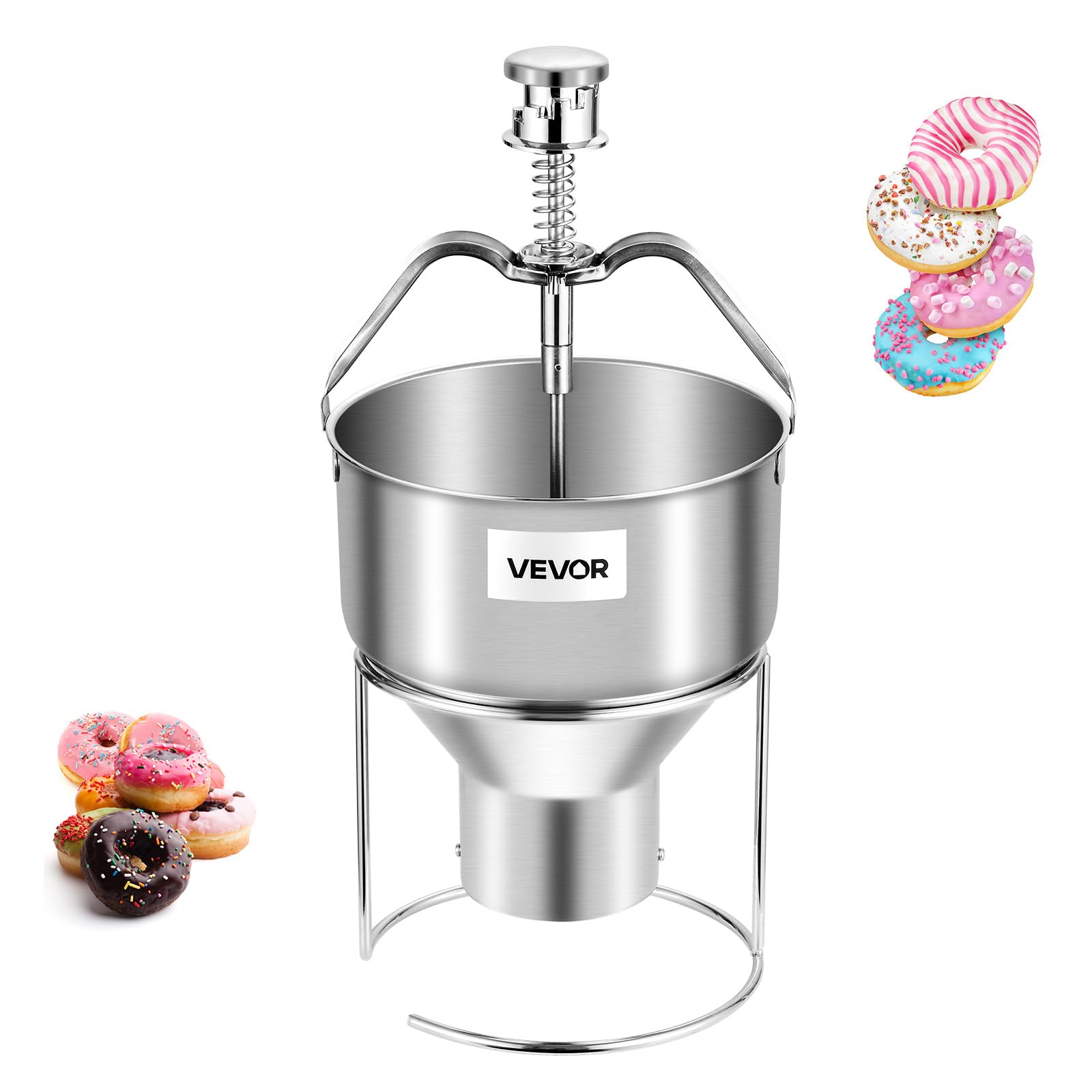 Photo 1 of VEVOR Donut Depositor, Large Capacity Manual Donuts Dropper, 304 Stainless Steel Commercial Batter Dispenser, 6 Thicknesses Adjustment Doughnut Hopper with Stand, For Restaurant Cafe Bakery Kitchen