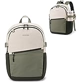 LOVEVOOK Everyday Backpack for Women, Chic Versatile Backpack with Water Bottle Pocket, Lightweight Waterproof Casual Daypack for City Work Commute, College, Travel & Gifts, Beige-Olive Green