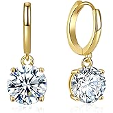 Moissanite Hoop Earrings for Women，2-4CT 4-Prong 18K White Gold Plated 925 silver D Color Drop Earrings, Certificate Jewelry for Her Birthday Wedding