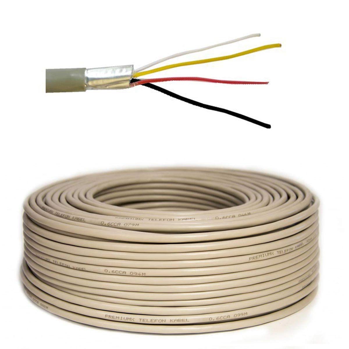 Premiumx Telephone Installation Cable Round Telephone Line 4 Wires 100M