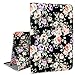 J.west iPad 2/3/4 Case - PU Leather Multiple Angles Stand Smart Case Cover for iPad 9.7 with Retina Display (iPad 4th Generation), iPad 3 & iPad 2 9.7 (Automatic Wake/Sleep) - Floral Flower Black