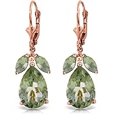 13 Carat 14k Solid Rose Gold Belle Green Amethyst Earrings