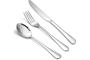Silverware Set,SANTUO Stainless Steel Knives Spoon Forks Set for Home, Kitchen and Restaurant, Mirror Polished& Dishwasher Safe (18pcs Silverware set)