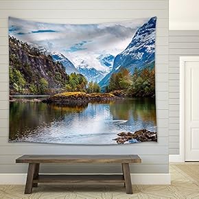 Beautiful Nature Norway Natural Landscape. - Fabric Wall Tapestry Home Decor - 51x60 inches