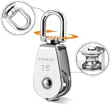 TooTaci 15mm Crane Pulley Block Set, 2 Stainless Steel Pulleys & Rope view 2