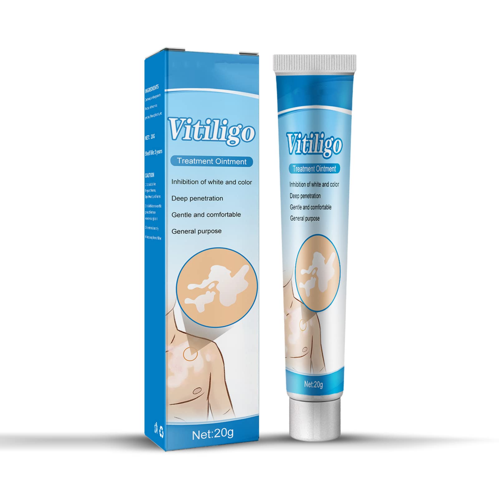 Vitiligo Treatment Ointment, 0.7 Oz Vitiligo Cream for White Spots To improve skin pigmentation and reduce leukoplakia