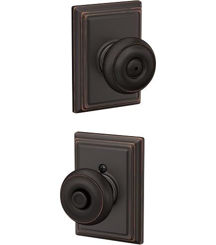 Brass Modern Hardware Collection - Privacy Round Door Knob And Disk Rose With Concealed Screws In Oil Rubbed Bronze Emtek
