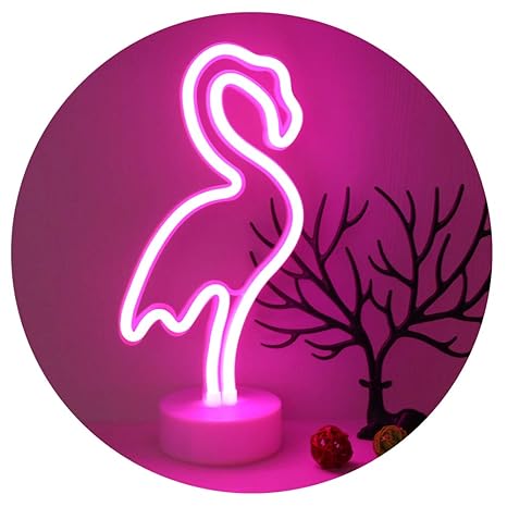 Guocheng Pink Shine Flamingo Led Neon Lamps Led Indoor Decor Night Lighting Battery Power Neon Mood Lighting Sign Pedestal Neon Table Night Lamps For