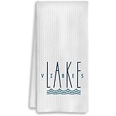 COWEB Summer Lake Vibes Kitchen Towels - Lake House Decor, Lake Dish Towels for Kitchen, Lake Hand Towels, Lake House Decor for The Home, Lake House Gifts, Life is Better at The Lake, 16x24 Inch