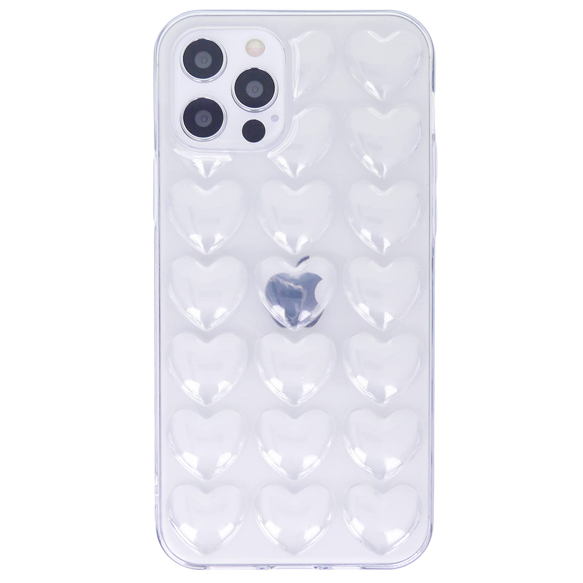 DMaos iPhone 12 Mini Case for Women, 3D Pop Bubble Heart Kawaii Gel Cover, Cute Girly for iPhone12 Mini 5.4 inch - Clear — image 1