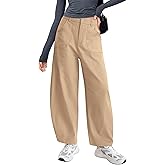 IEEILULU Womens Cotton Pants Casual Capri Baggy Wide Leg Trousers Palazzo Pants for Women with Pockets