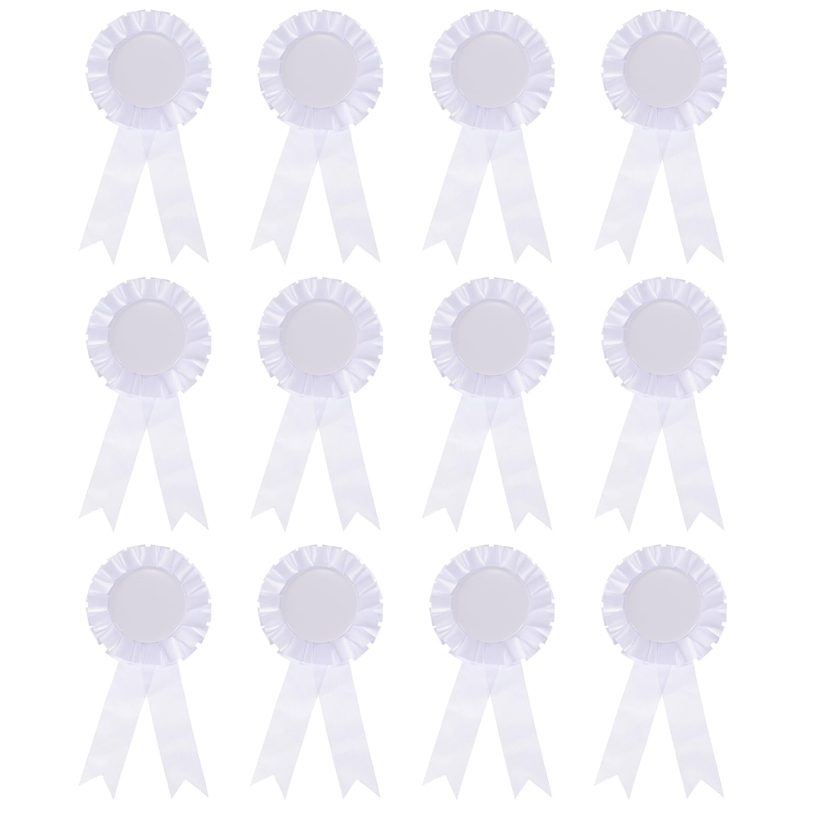 PATIKIL Blank Award Ribbon, 12 Pcs Rosette Ribbon Honorable Prize Recognition Ribbon for DIY, Party, Wedding, Competition, Sport, White