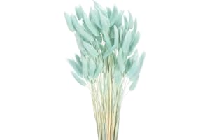 MECCANIXITY 120pcs Natural Rabbit Bunny Tails Dried Flowers 17" Mini Pampas Grass Lagurus Ovatus Bunch for Floral Wedding Dec