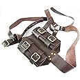 Medieval Double Sword Scabbard - Adjustable PU Leather Back Harness With Double Strap Sheath - Behind the Back Sword Holder