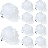 Ayearparty 10 Pieces Suspension Hard Hat Construction Hard Hats Bulk for Safety Ratchet Cap Style with Self Adjusting Crown Straps for Men Women