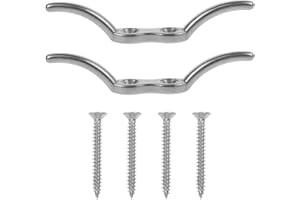 BIUDECO Stainless Steel Flag Pole Cleat Hook with Screws, 4.5-inch Sturdy Flagpole Mounting Hardware, 2pcs