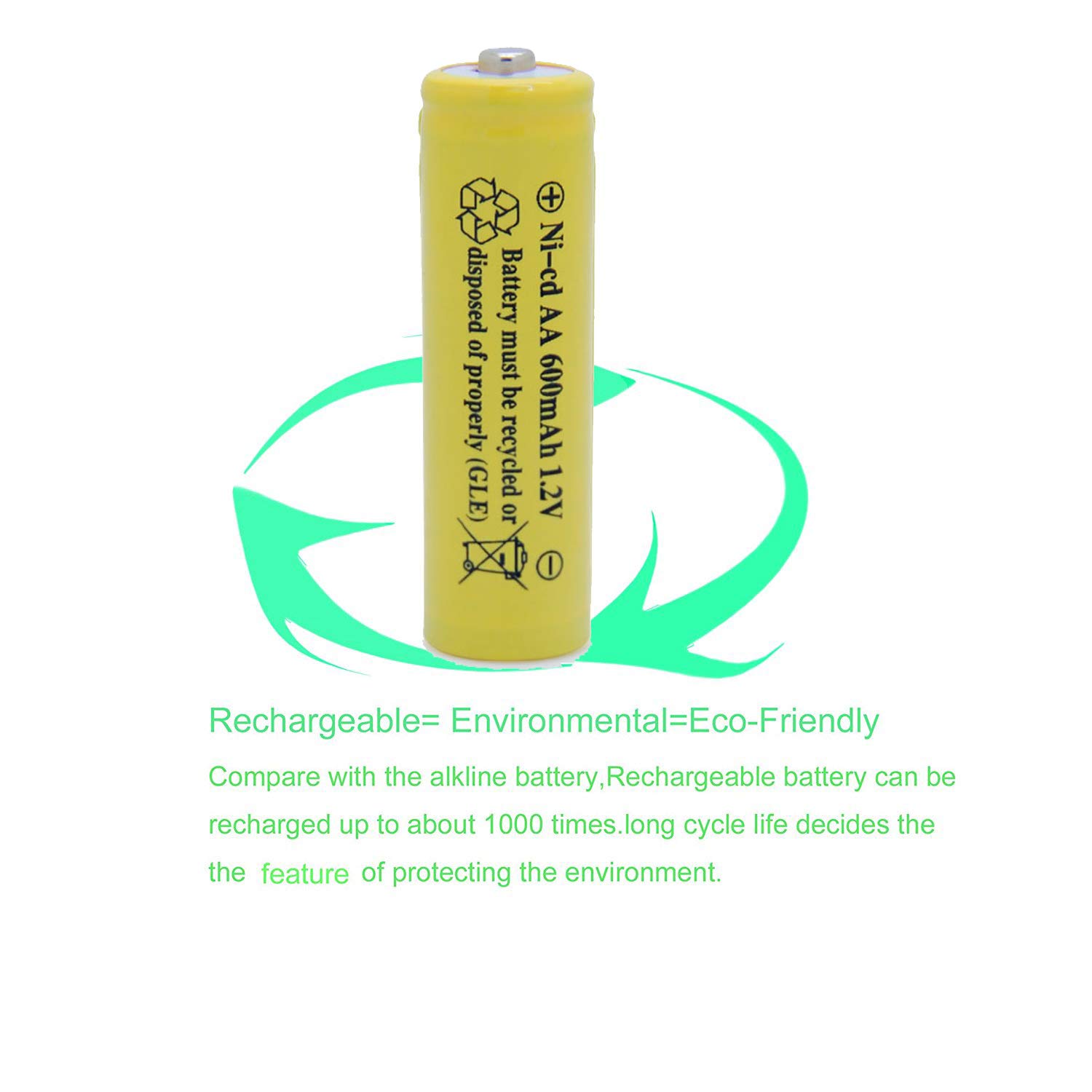 ni-cd aa 600mah 1.2v Rechargeable Battery for Solar 2A Solar Batteries for Outdoor Solar Lights (8 Pack AA Yellow)