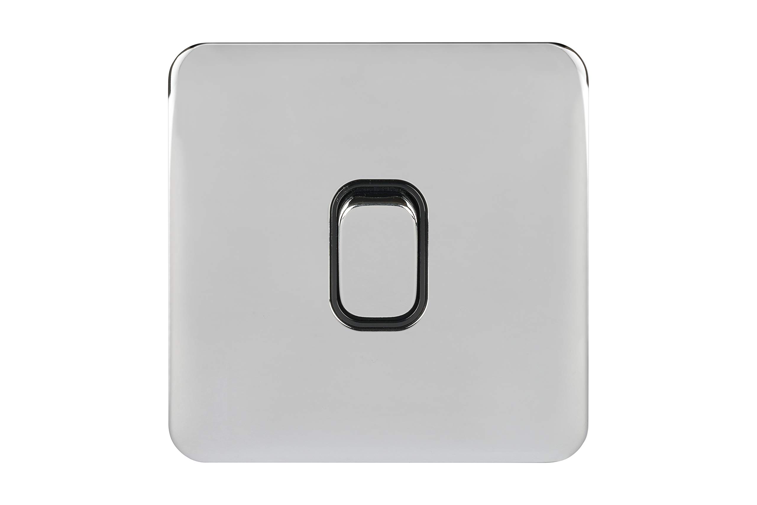 Schneider Electric Lisse Screwless Deco - Single 2 Way Light Switch, 10AX, GGBL1012BPC, Polished Chrome with Black Insert