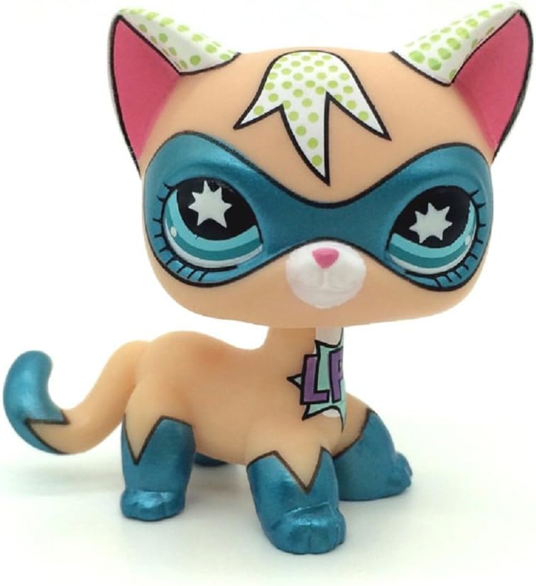 kenven Littlest Pet Shop Masked Super Hero Short Hair cat LPS Toys Comic Con Kitty