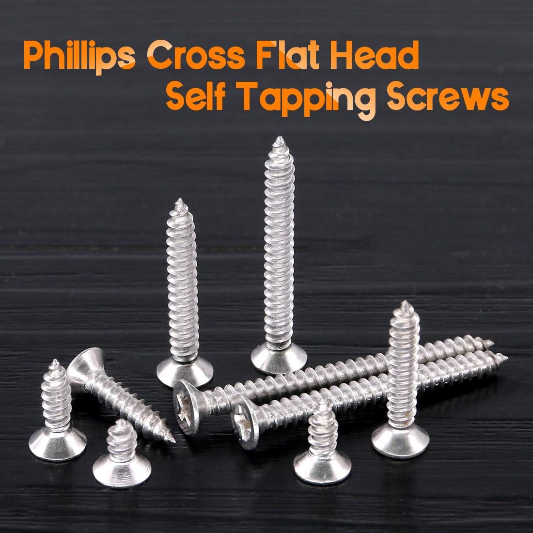 Rustark 210Pcs M3.5 304 Stainless Steel Flat Head Phillips Cross Wood Screw Drive Self-Drilling Screws Assortment Kit - Image 5