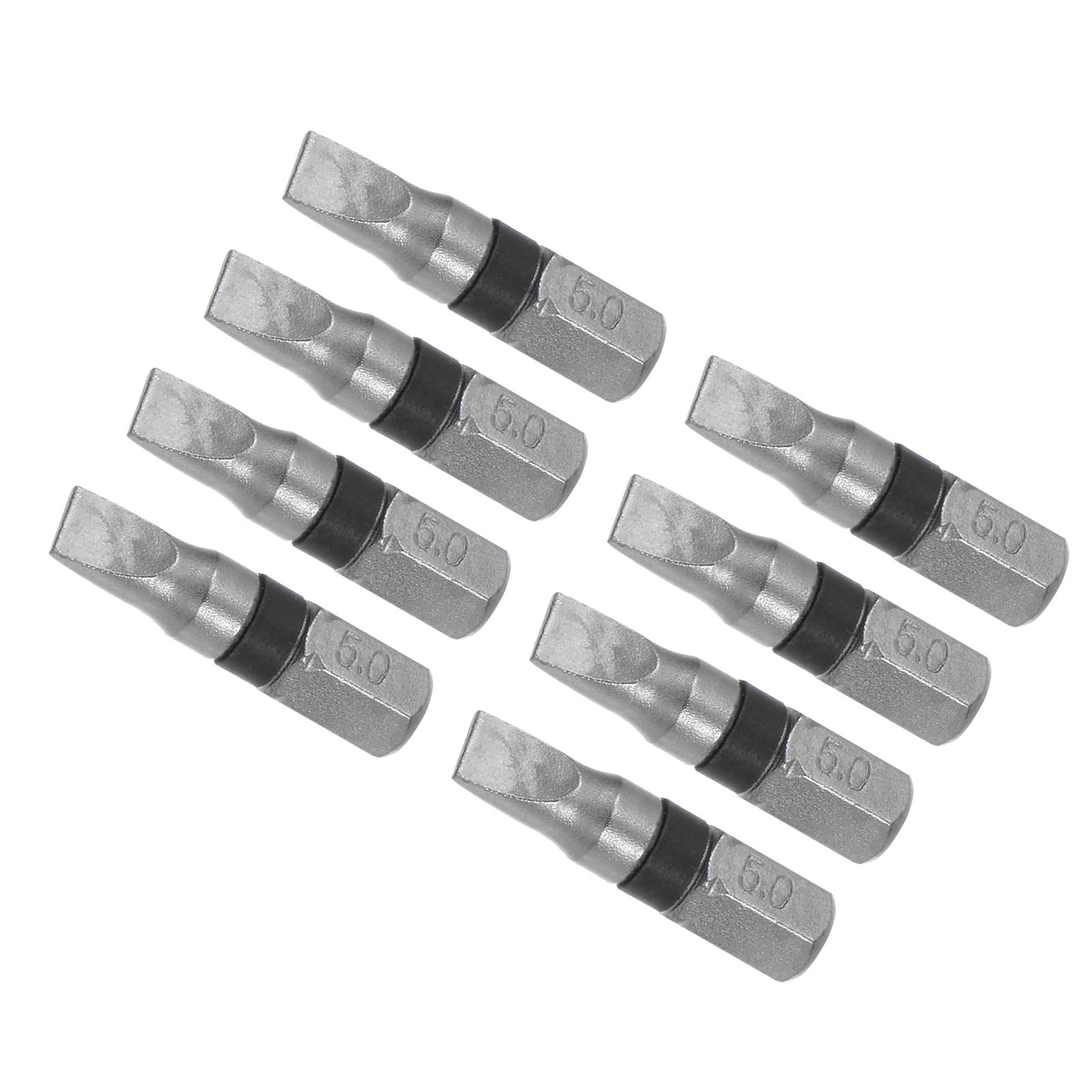 CoCud Slotted Screwdriver Bits, 5mm Head 25mm Length 1/4" Hex Shank, Steel Flat Head Screwdriver Bit - (Applications: for Automobile Repair), 8-Pieces